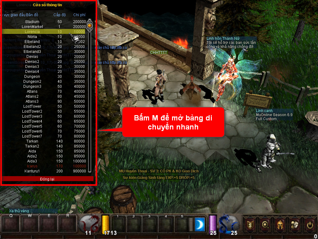 Chức năng chính của Game MU Thiên Tử