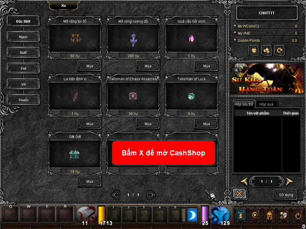 Chức năng chính của Game MU Thiên Tử